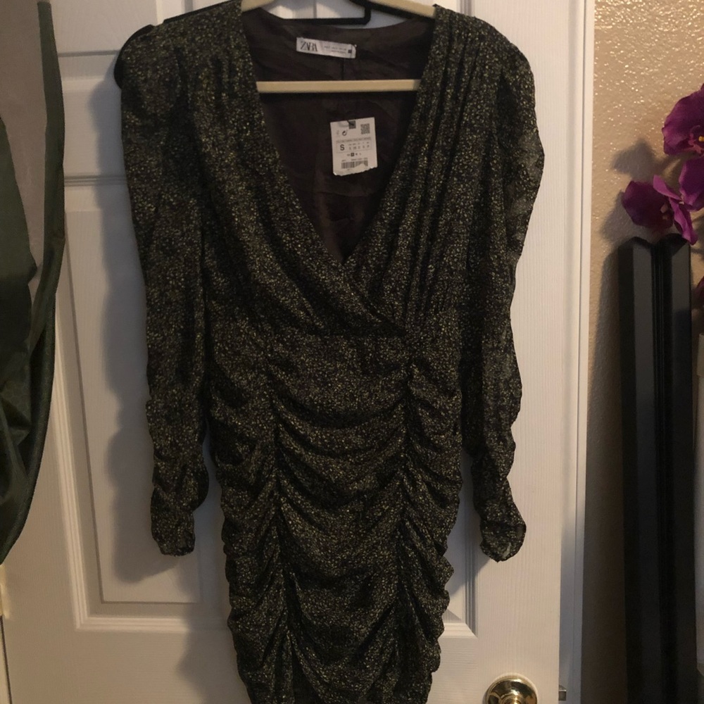 Zara Blue and Black Printed Dress